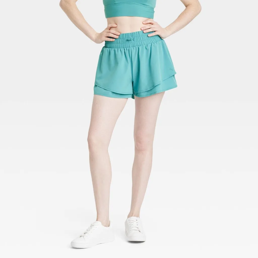 JoyLab Women’s Double Layer High Rise Athletic Shorts NWT Size XS Teal Green - Image 5