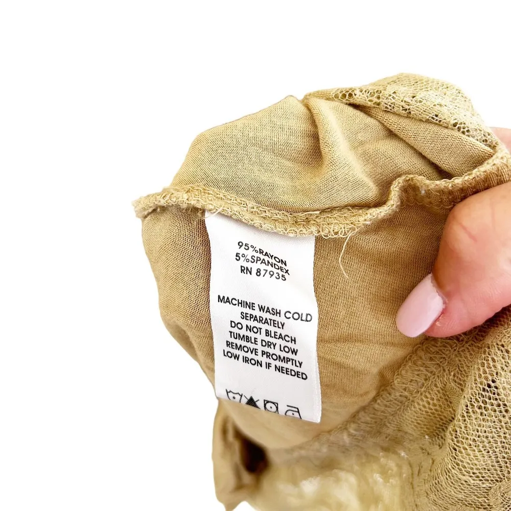 LOGO Lori Goldstein Tan Lace Detail Tunic Sz S - Image 3