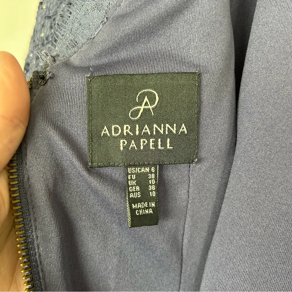 Adrianna Papell Periwinkle Lace 3/4 Sleeve Fitted Mini Dress 6 - Image 10