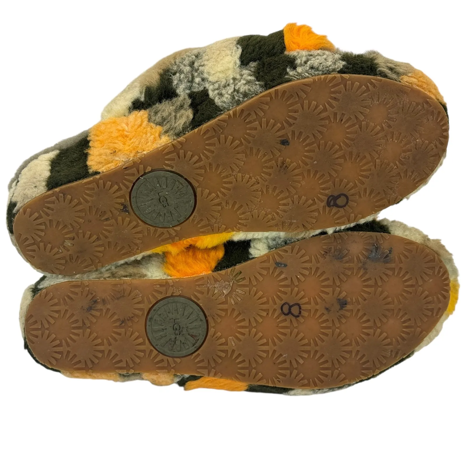 UGG Fluff Yeah Slide Cali Collage Olive Green Camo Slippers Platform Womens 8 - Image 4