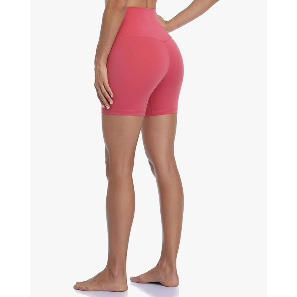 NEW High Waisted Yoga 6” inseam Workout Athletic Running Shorts XS Pink - Image 2
