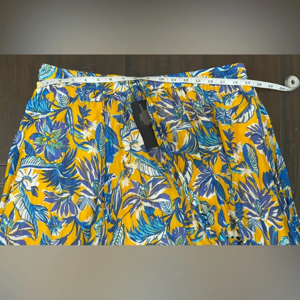 Mix Nouveau Women's Floral Multicolored Maxi Skirt Bohemian Elastic Waist Sz L Blue Size L - Image 12