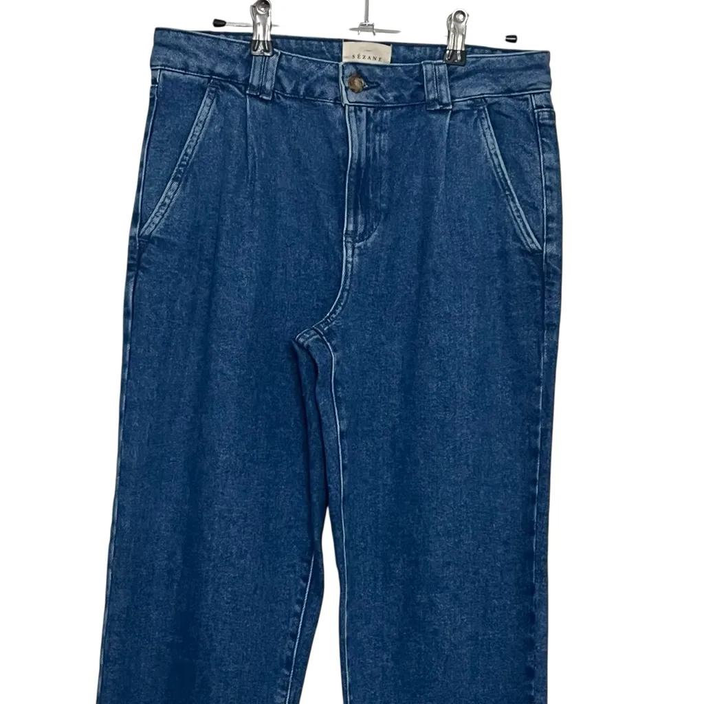 SEZANE Manu Relaxed Fit Jeans Women’s Size 6 Tapered Leg Cotton Denim FR 38 - Image 3