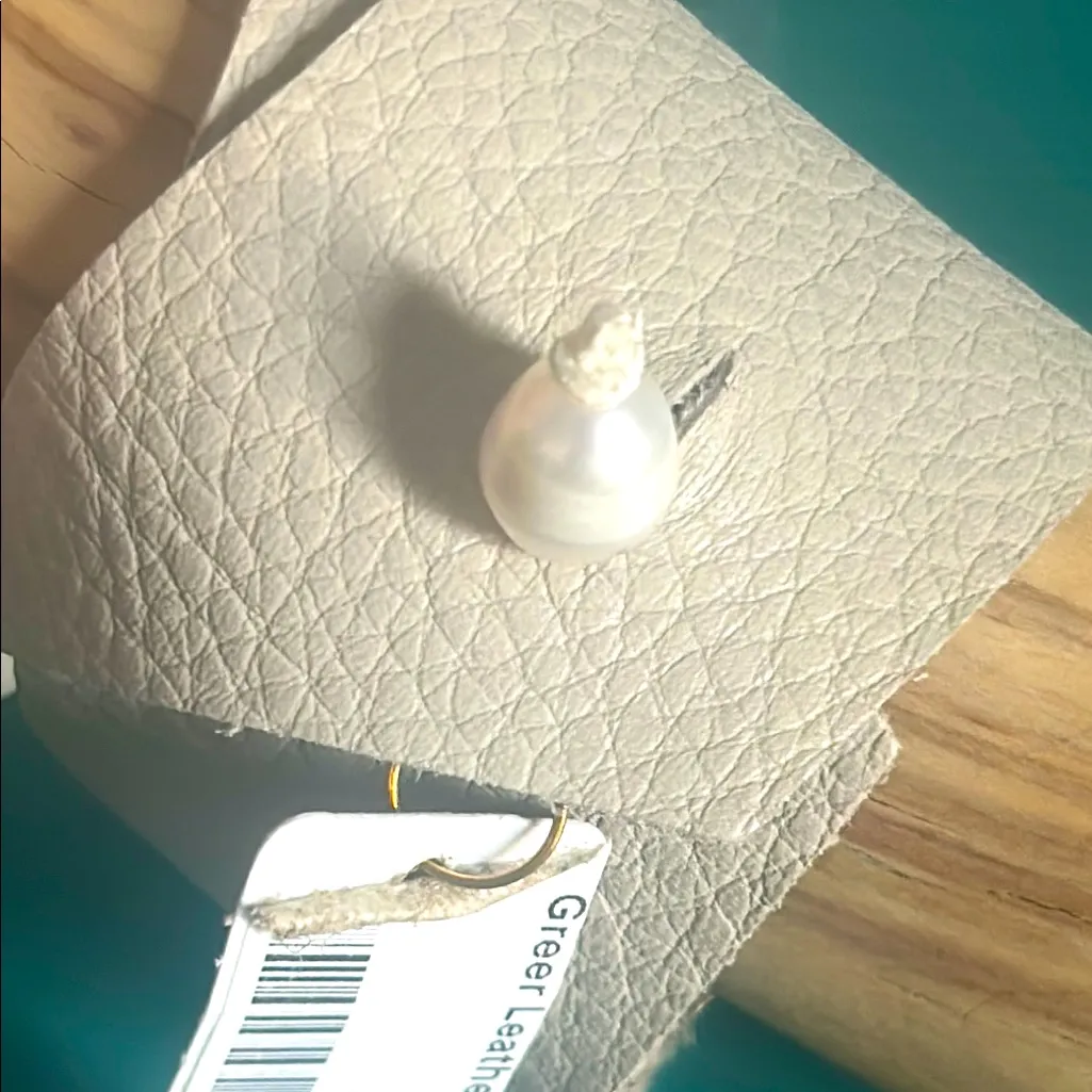 New Leslie Curtis Artisan Leather Cuff Bracelet Amazonite Centerpiece Pearl Green - Image 3