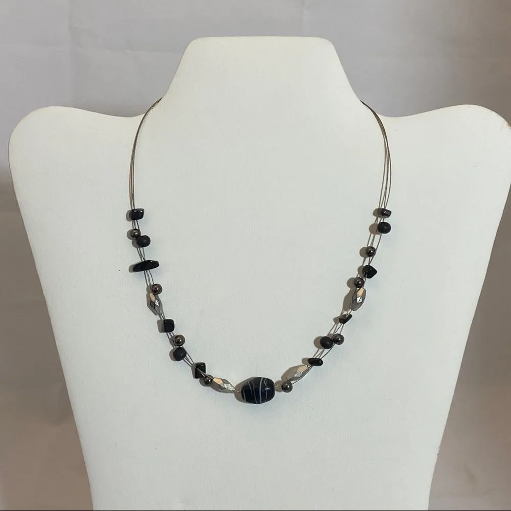 Lia Sophia Wire Bead Black Silver Necklace - Image 2