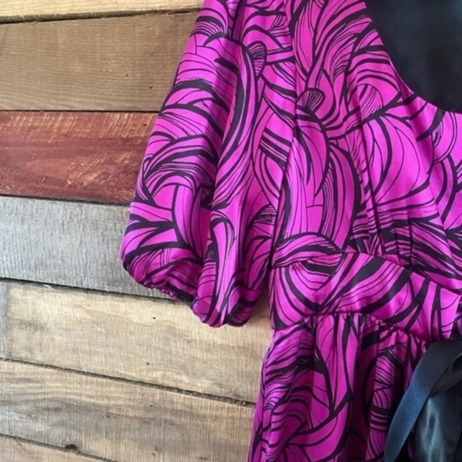 Donna‎ Morgan Purple and Black Silk Dress Size 8 - Image 6