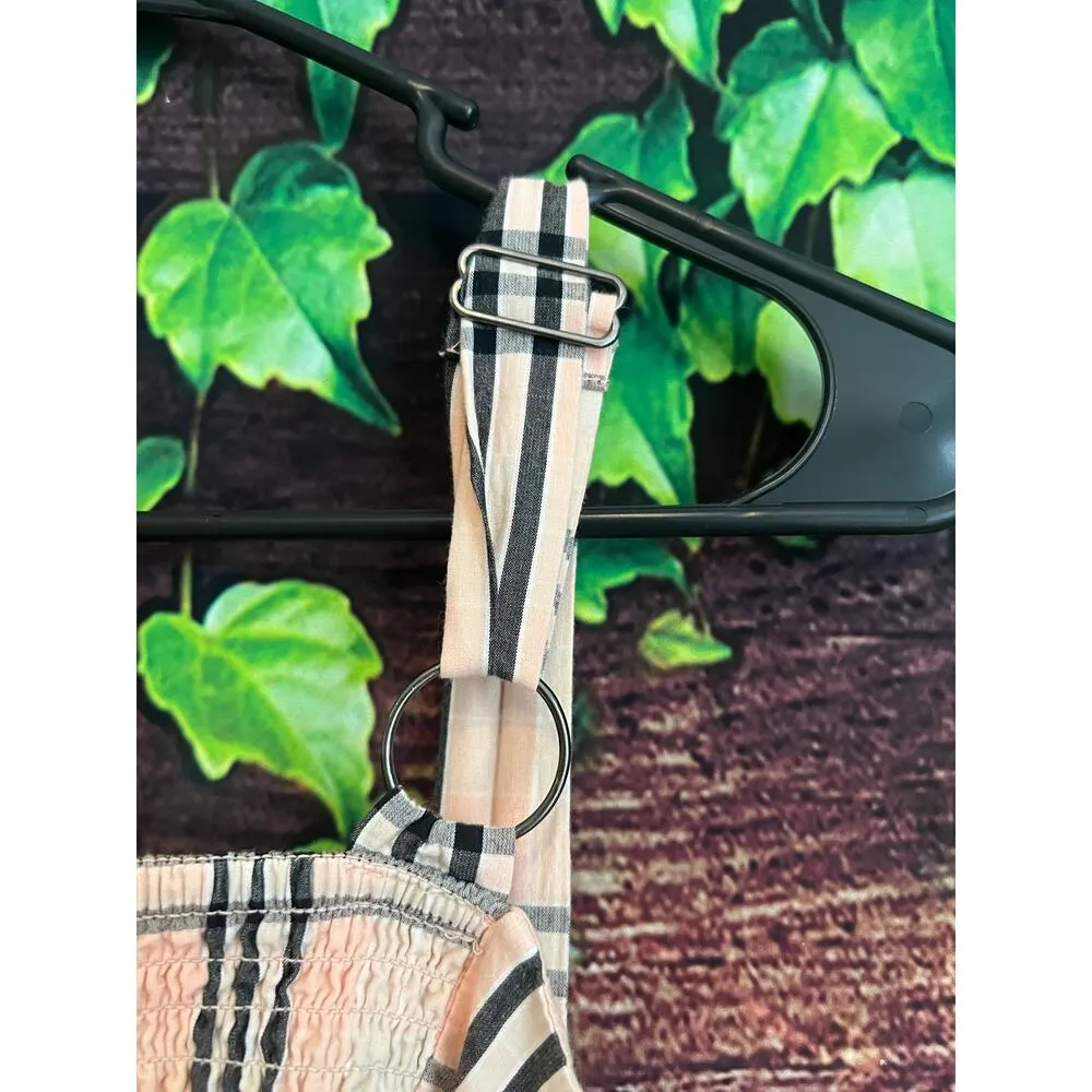 Free People Bridget Mini Dress Large A-Line Cut Out Pink Orange Plaid Sundress - Image 10