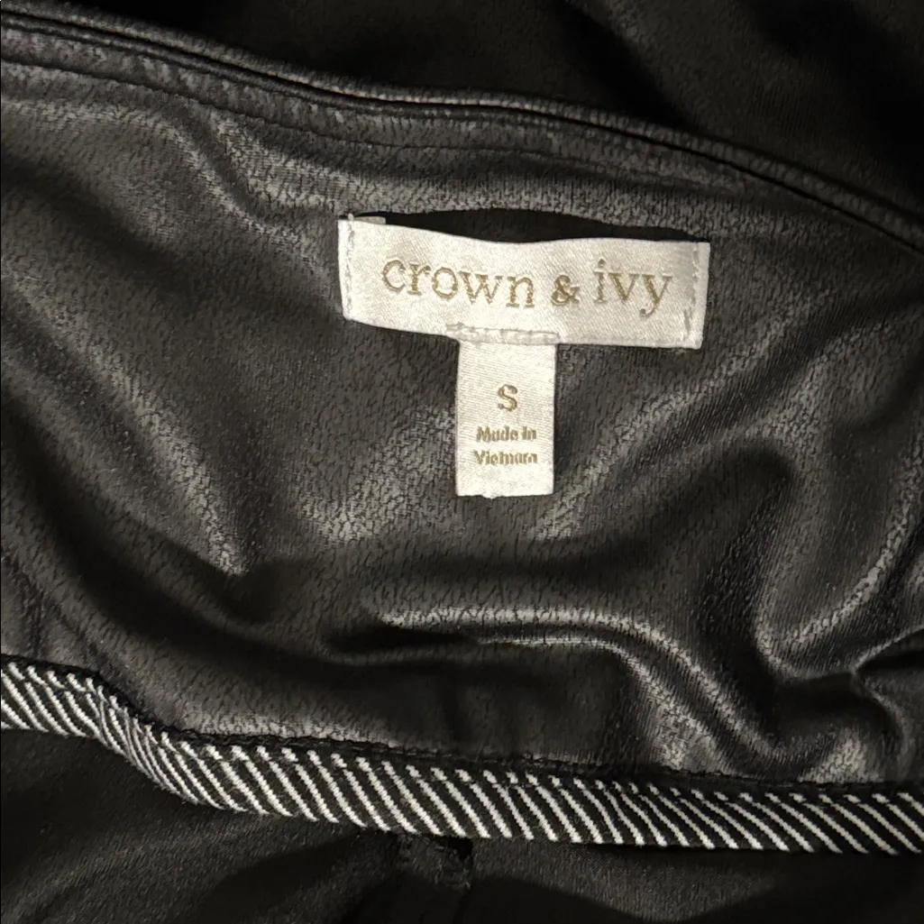 Crown & Ivy Faux Leather Leggings Black Pull On Pants Women’s Small S - Image 8