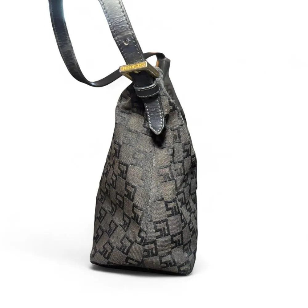 St. John Signature Black Jacquard shoulder bag with adjustable shoulder strap - Image 8