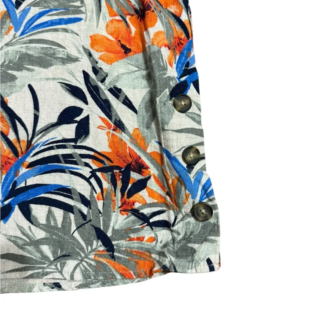 Chico’s Linen Blend Tropical Print Button Down Top Short Sleeve Sz 3X - Image 12