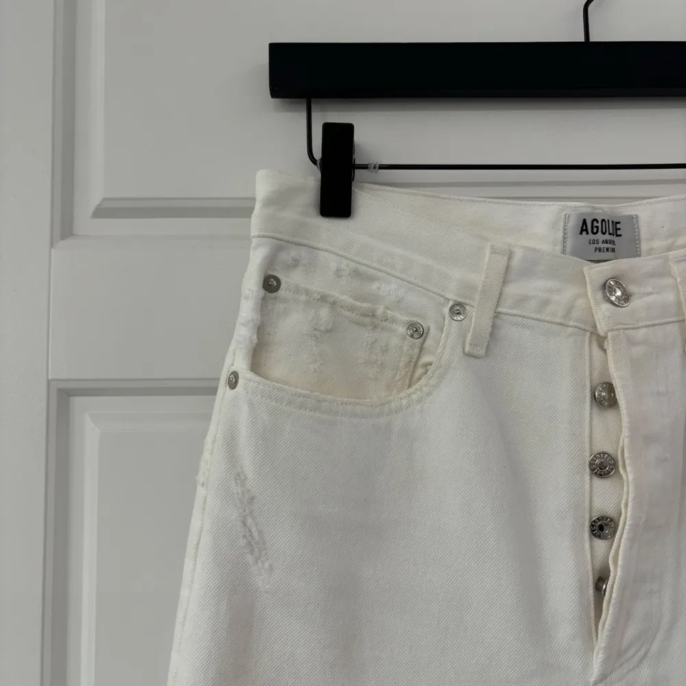 AGOLDE 90's Mid Rise Denim Loose Fit Distressed Jeans Enamel - Image 9