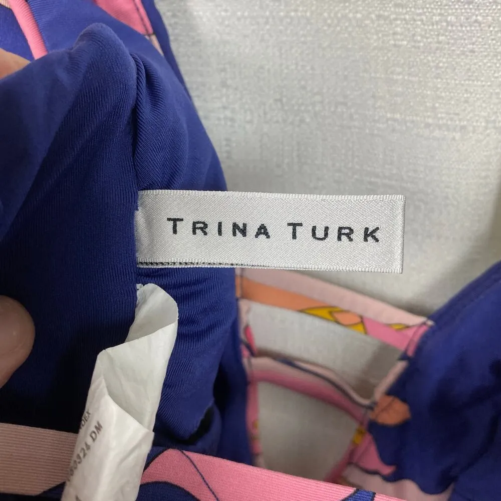 Trina Turk Purple&Pink Floral Breeze Plunging V One Piece Swimsuit Sz.14 - Image 9