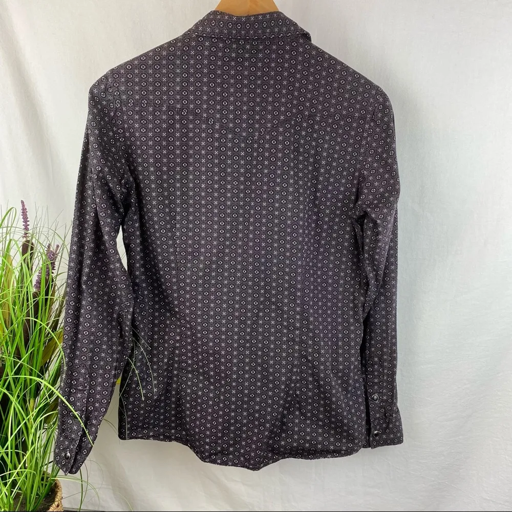 Panhandle Gray & Black Print Pearl Snap Long Sleeve Western Cowgirl Rodeo Top - Image 2