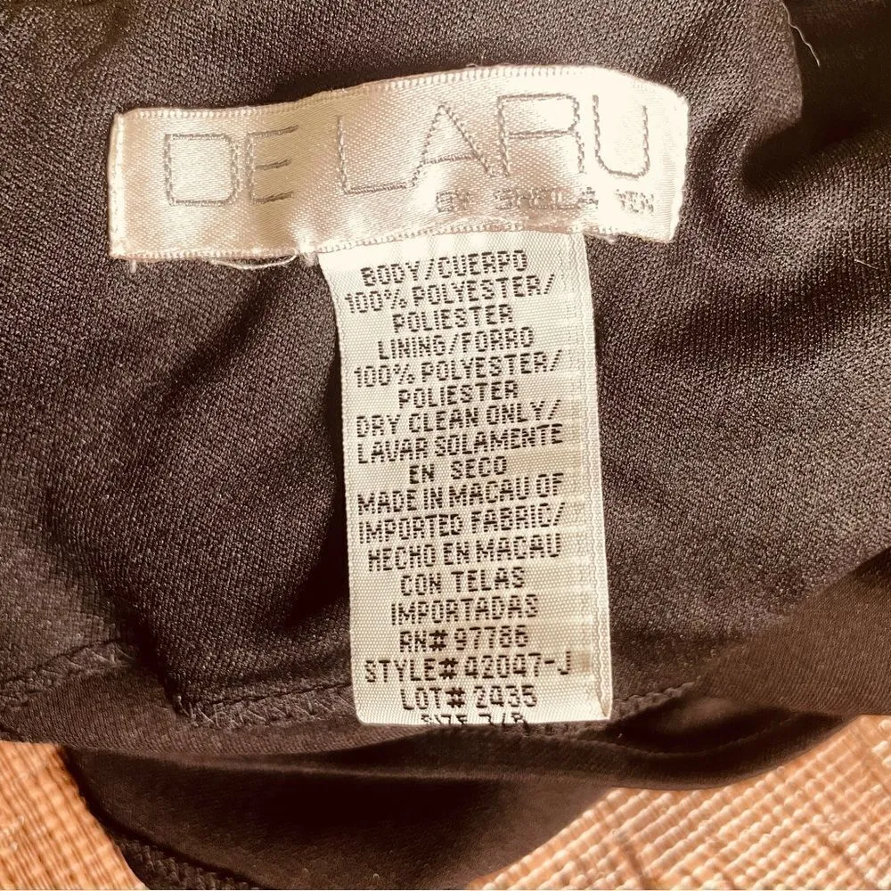 90s Vintage De Laru Black Beaded Halter Prom‎ Gown Black Flowy Maxi Dress 7/8 Size undefined - Image 6