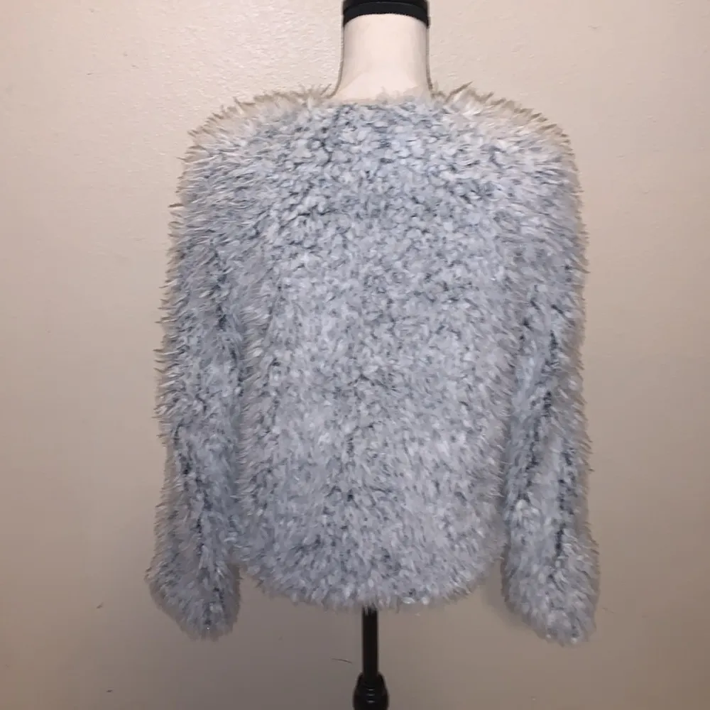 Mustard Seed grey fuzzy faux fur blazer jacket - Image 8