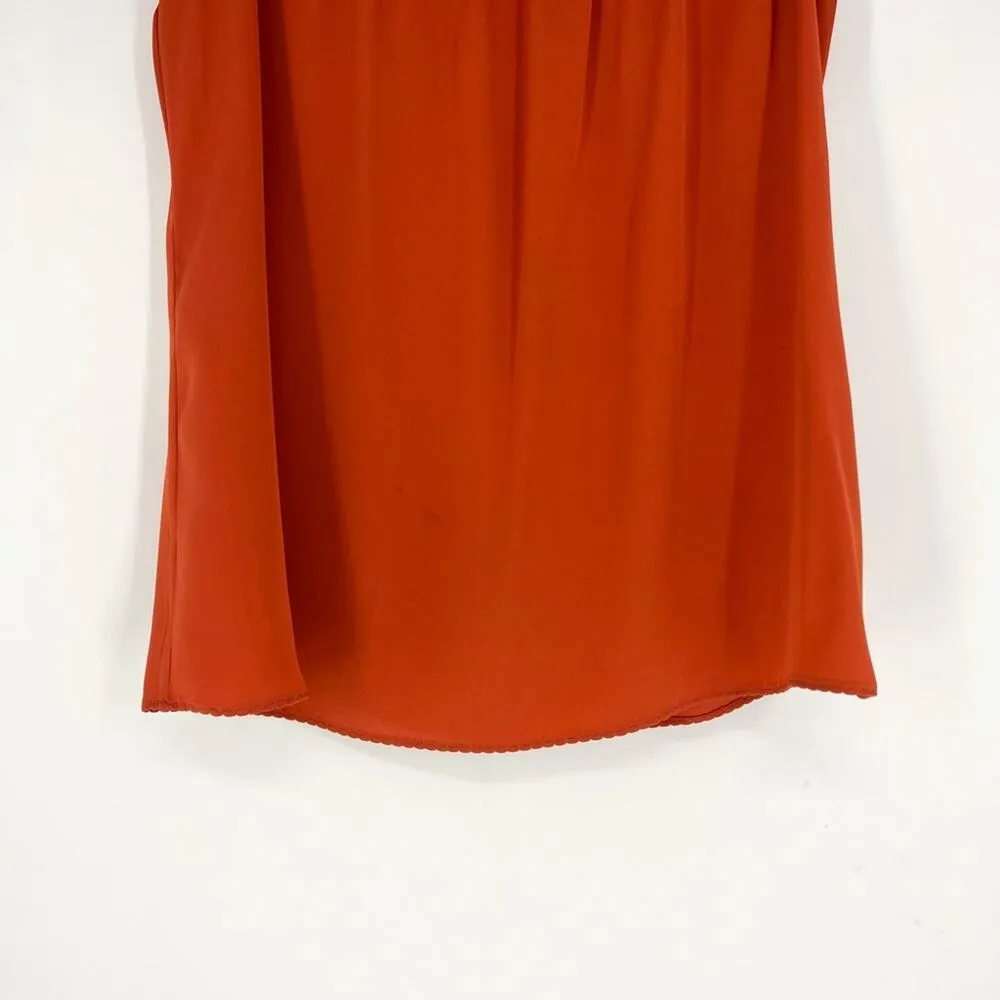 Elie Tahari Silk Tank with Wooden Detail Burnt Orange Small - Image 5
