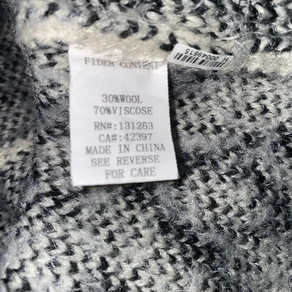 Pink Martini Wool Blend Abstract Print Open Front Cardigan Small Black Beige - Image 5