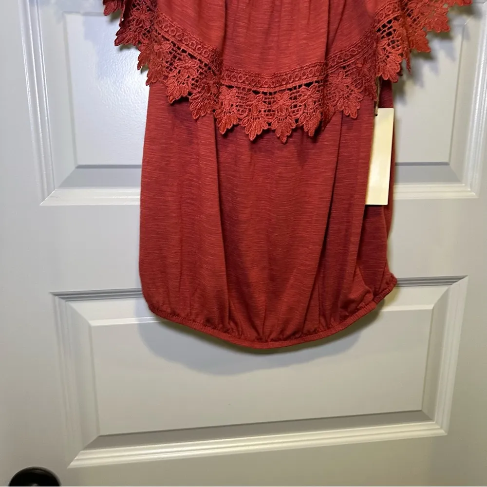 NWT Paper + Tee Orange Off Shoulder Short Sleeve Blouse size L - Image 7