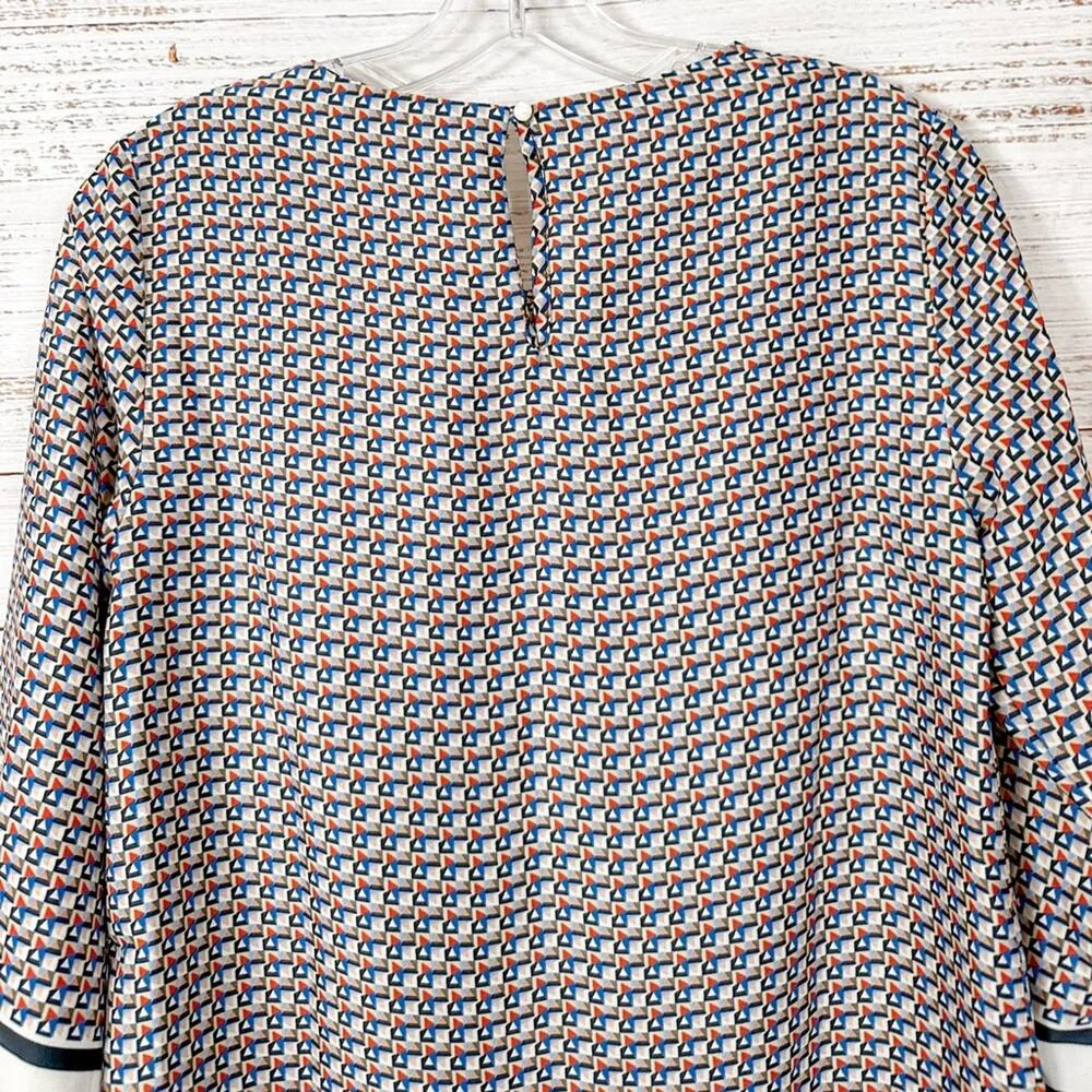 Nordstrom Kenar Basic Geometric Print Colorblock Blouse, EUC, Size XS, MSRP $89 - Image 12