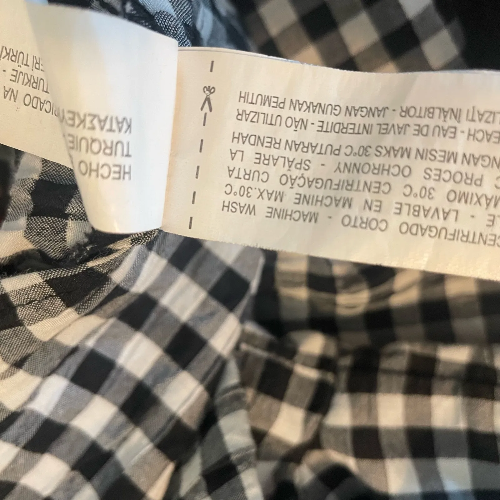 Zara Womens Crop Top XS Black White Gingham Check Ruffle‎ Sleeve Preppy Coastal - Image 10