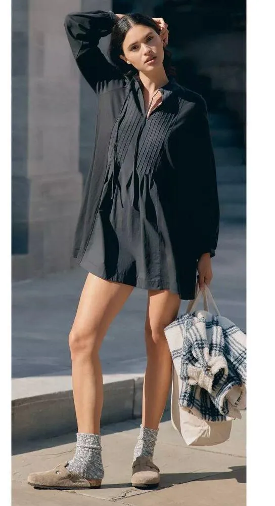 Nation LTD Ariana Long-Sleeve Pintuck  women’s black Mini Dress (New) - Image 4