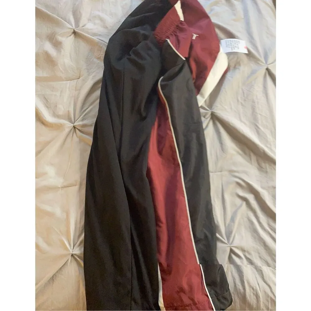 Topshop sporty shell cuffed tracksuit bottoms in burgundy - Image 3