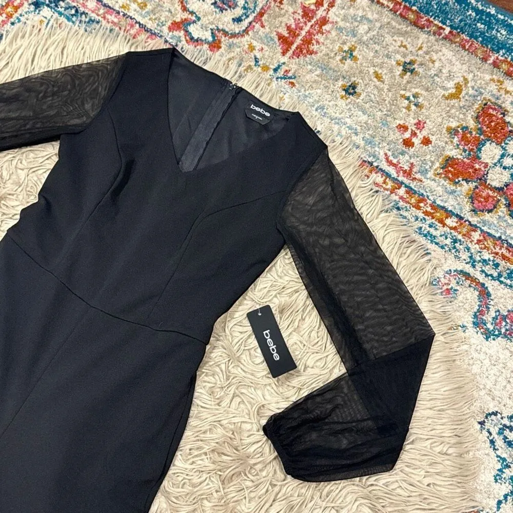 Bebe NWT  mesh v neck jumpsuit size small - Image 2