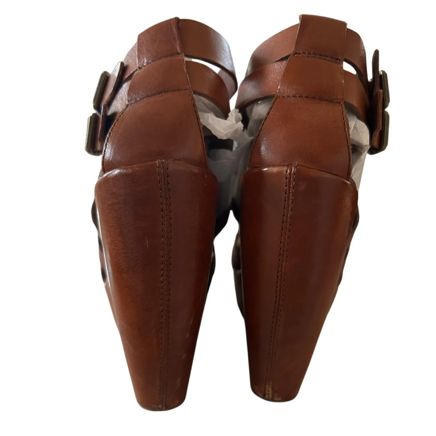 Kork-Ease Warm Brown Leather Strappy Gladiator Wedge Sandals - Image 6