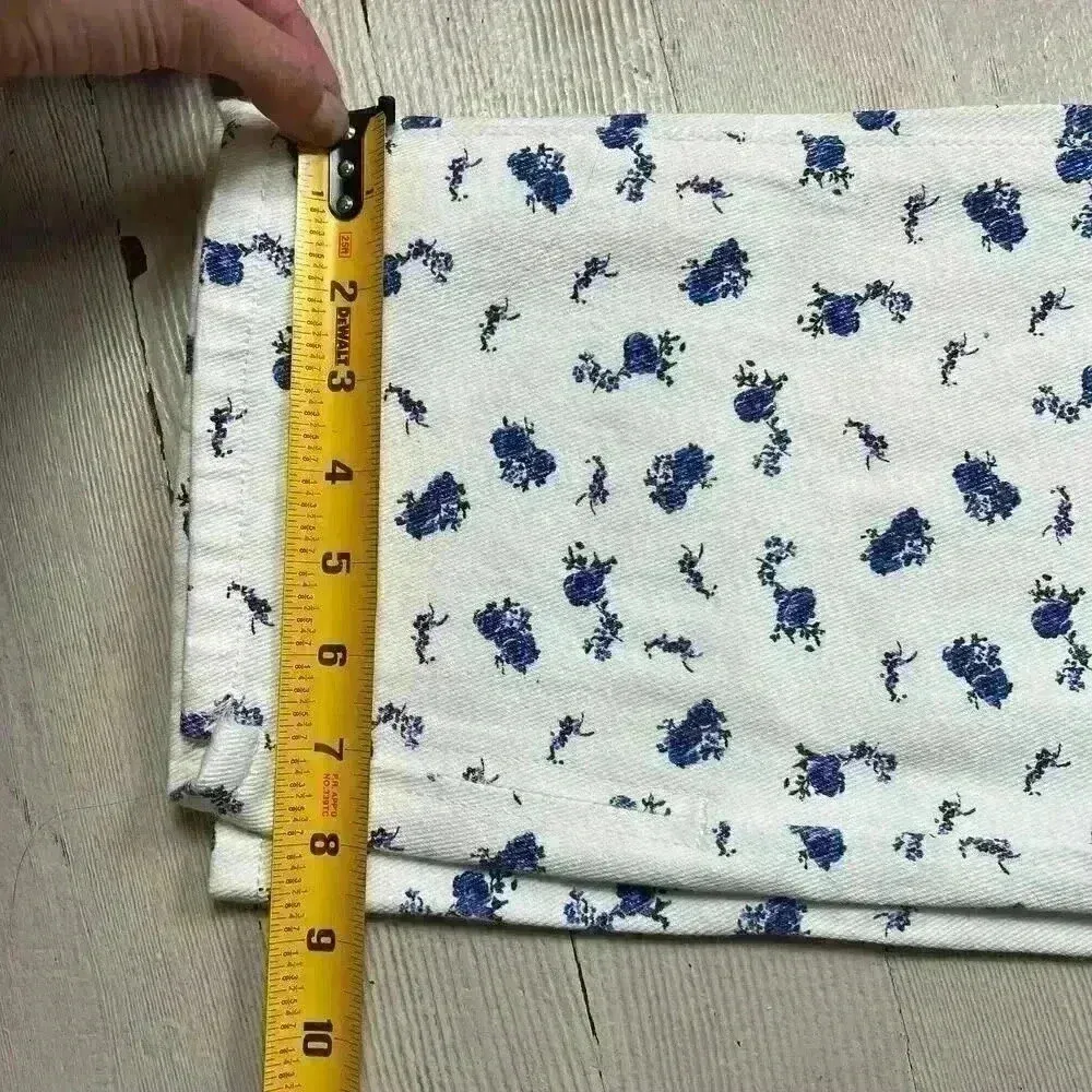 NWT Momokrom Floral Straight Leg Long Denim Jeans US XL/UK 14 Preppy Punk - Image 8