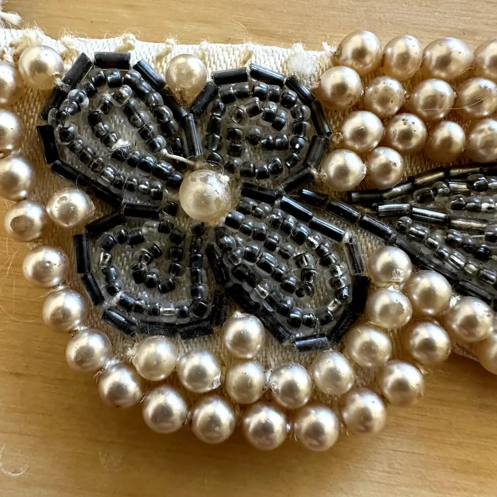 Vintage Pearl Collar Necklace Choker japenese pearls mid century modern MCM Gray - Image 2