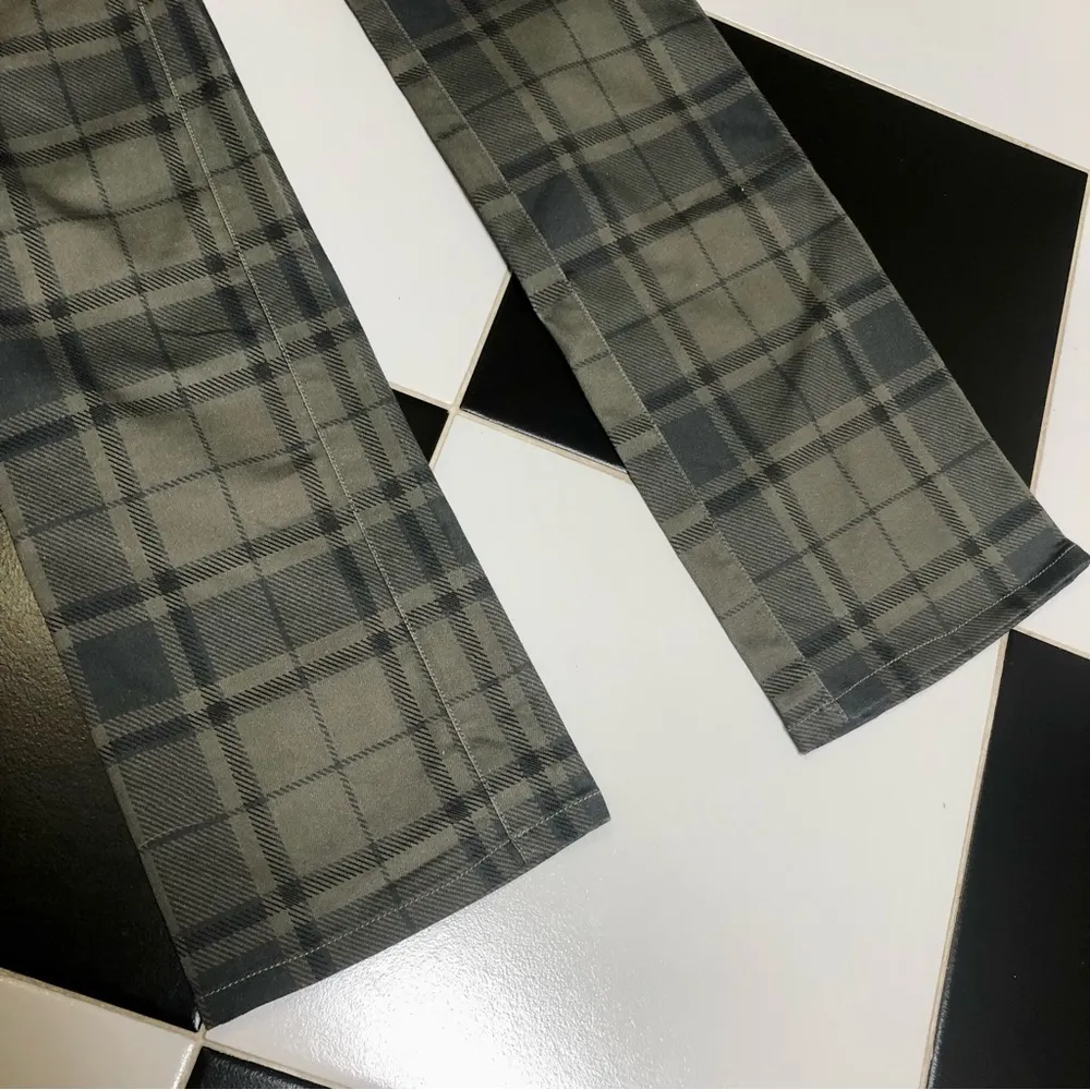 WeWoreWhat Icon Neutral Twill Denim Stretch Jeans Tan Grey Black Preppy Plaid 28 - Image 3