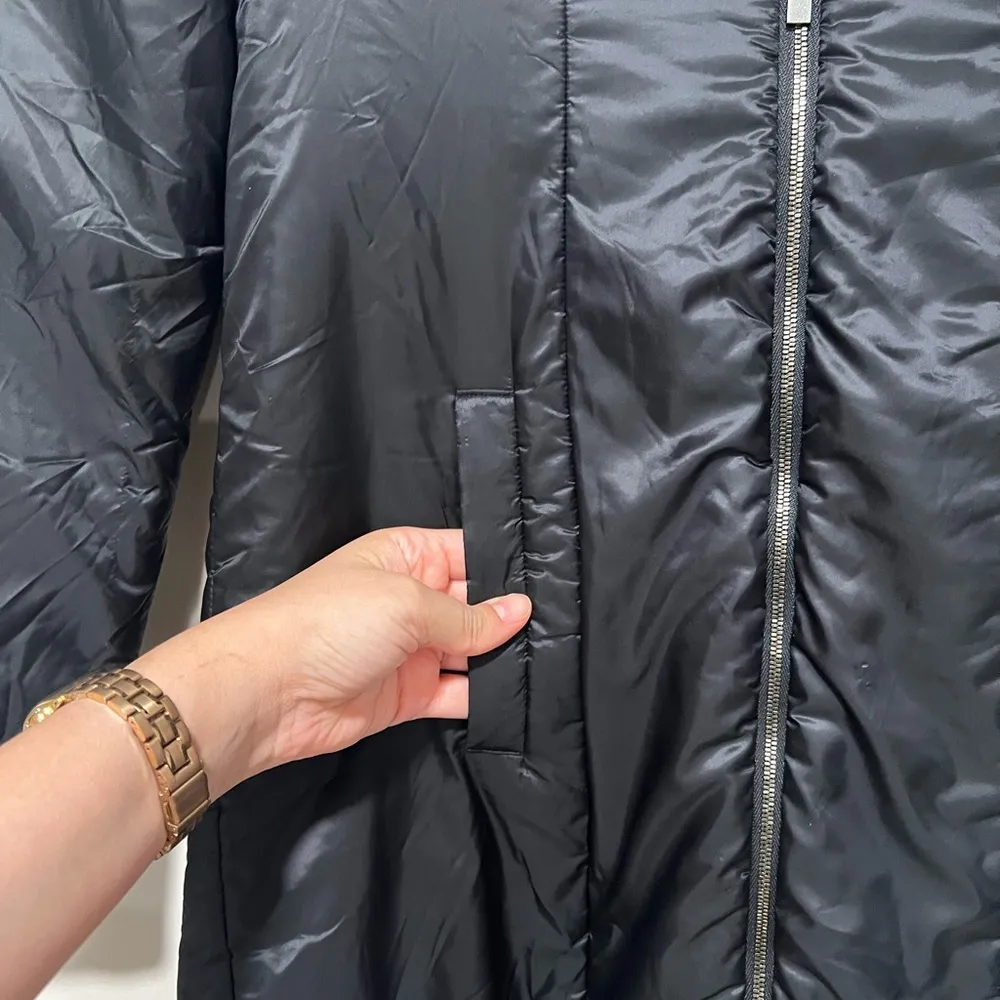 VINCE Knee Length Lightweight Black Zip Up Puffer Jacket Sz L - Image 8