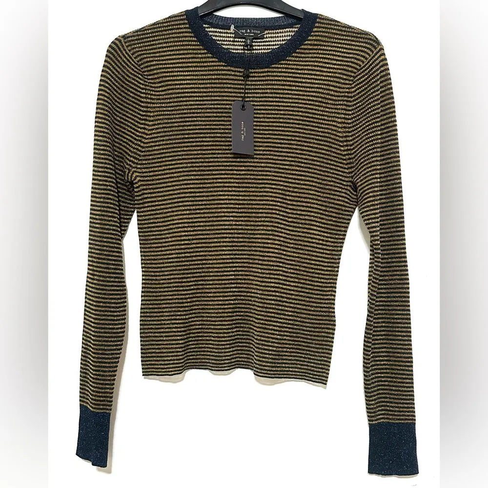 NWT Rag & Bone Raina Metallic Stripe Sweater Large - Image 4