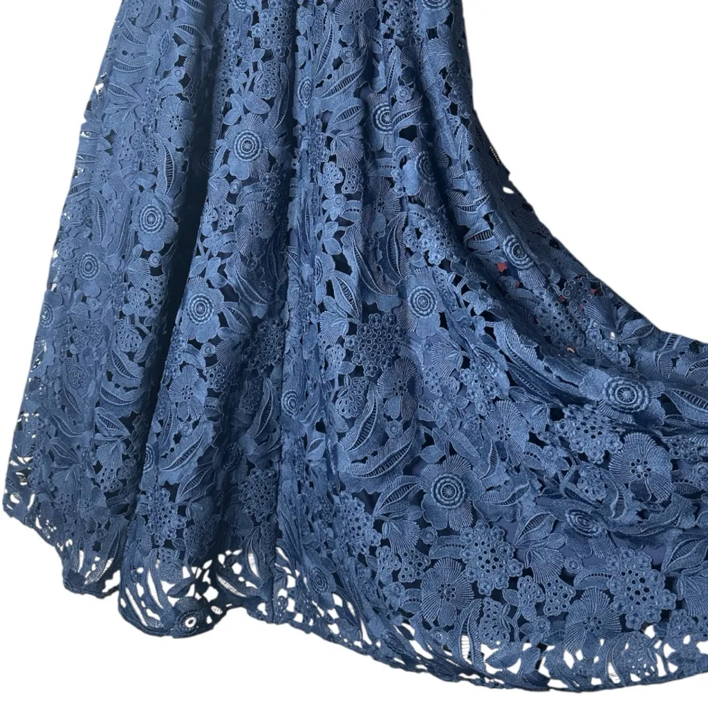 Shoshanna Midnight High Low Navy Blue Floral Gown Size 4 - Image 10