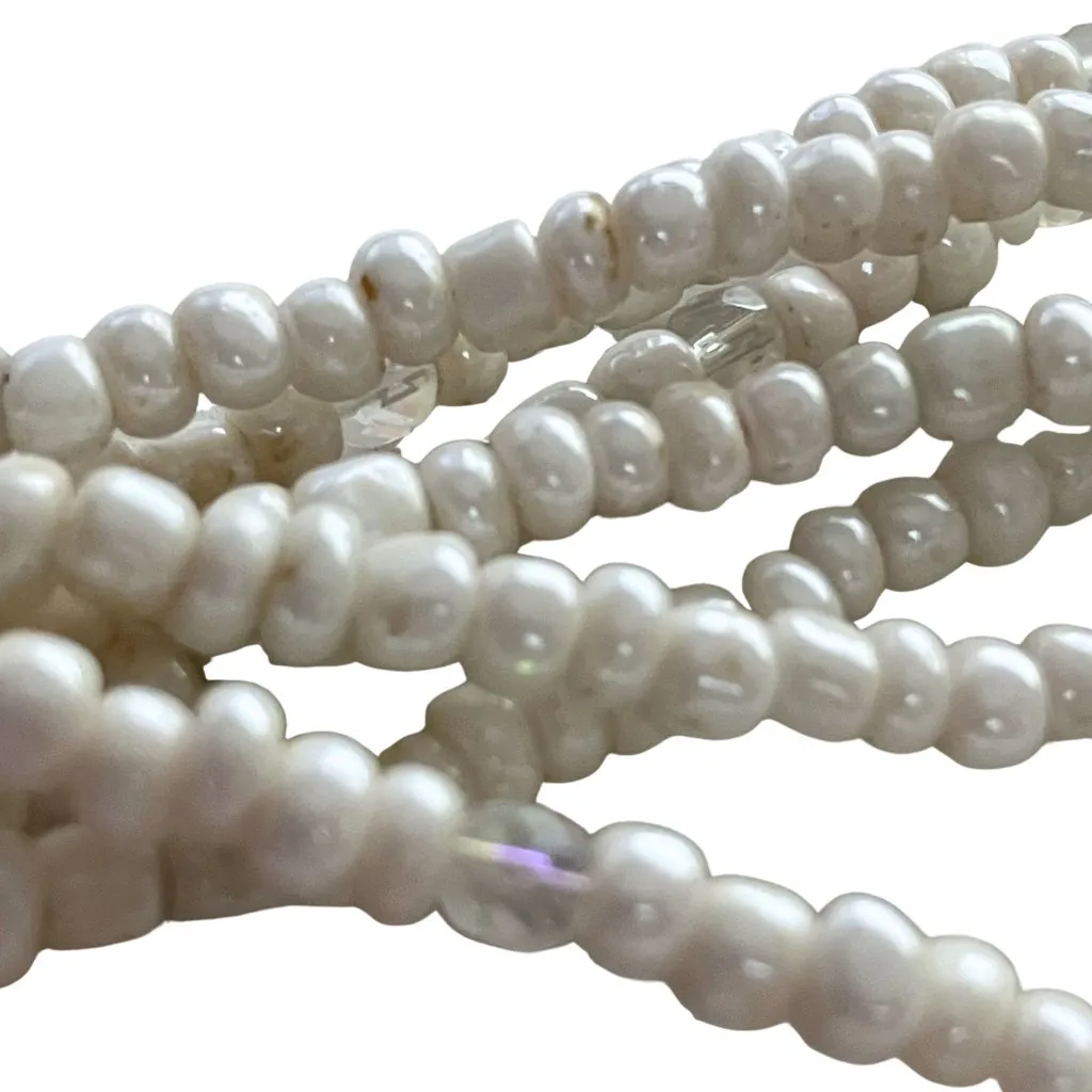 Vintage Signed Nina Ricci for Avon Beaded Shell Necklace Boho Beach Cruise 15” White - Image 7