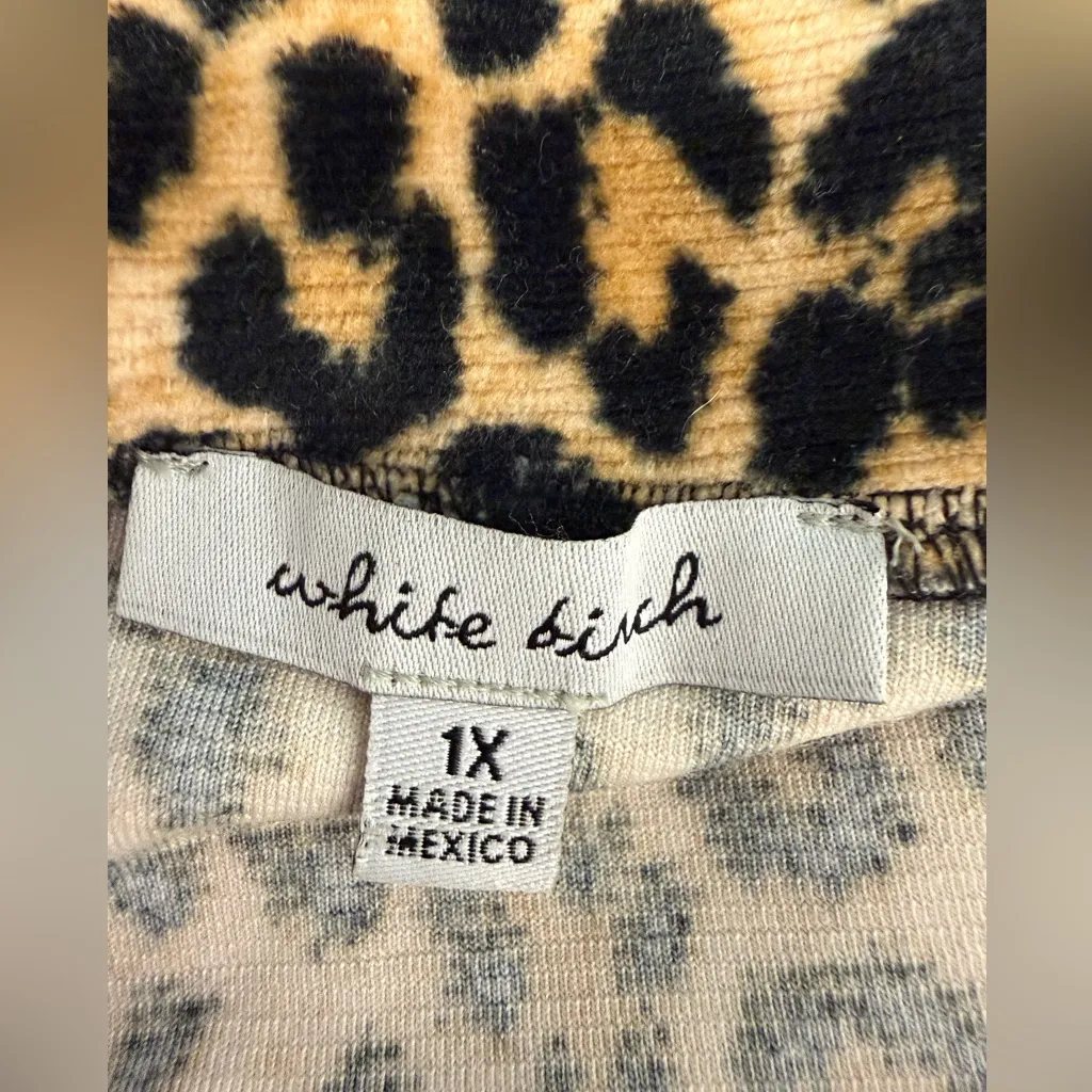 White Birch Leopard Print Quarter-Zip Pullover (Size 1X) - Image 2