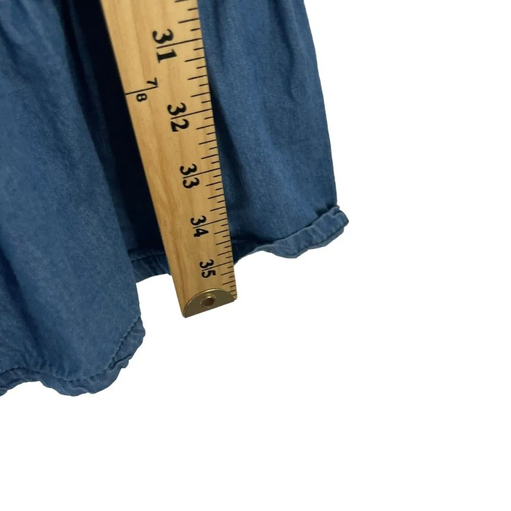 Japana‎ Women's Size XS Denim Ruffle Babydoll Mini Dress Blue - Image 9
