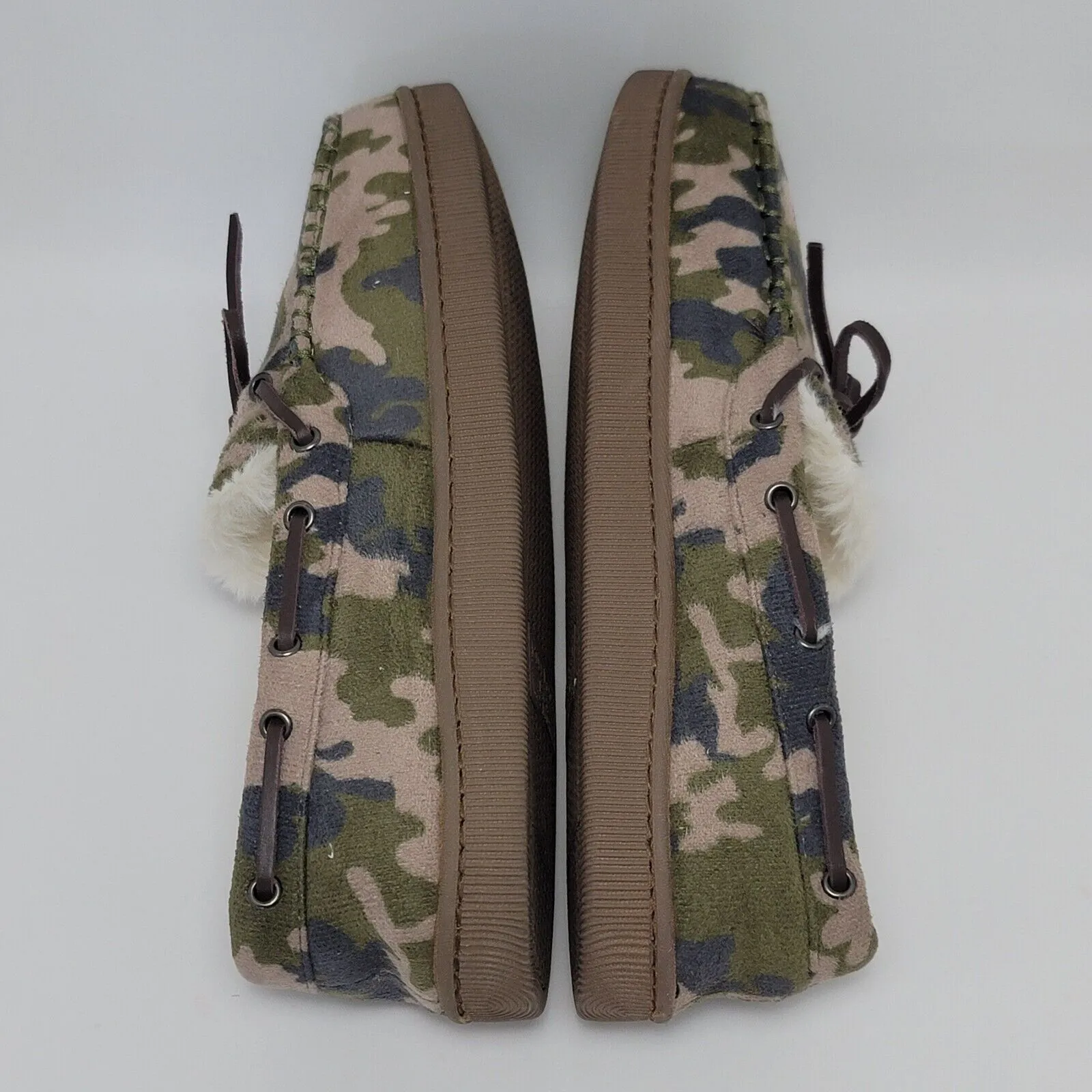 Club Room Faux Fur Lining Camouflage Moccasin Slip On Boat Shoes Size M 8 - Image 11