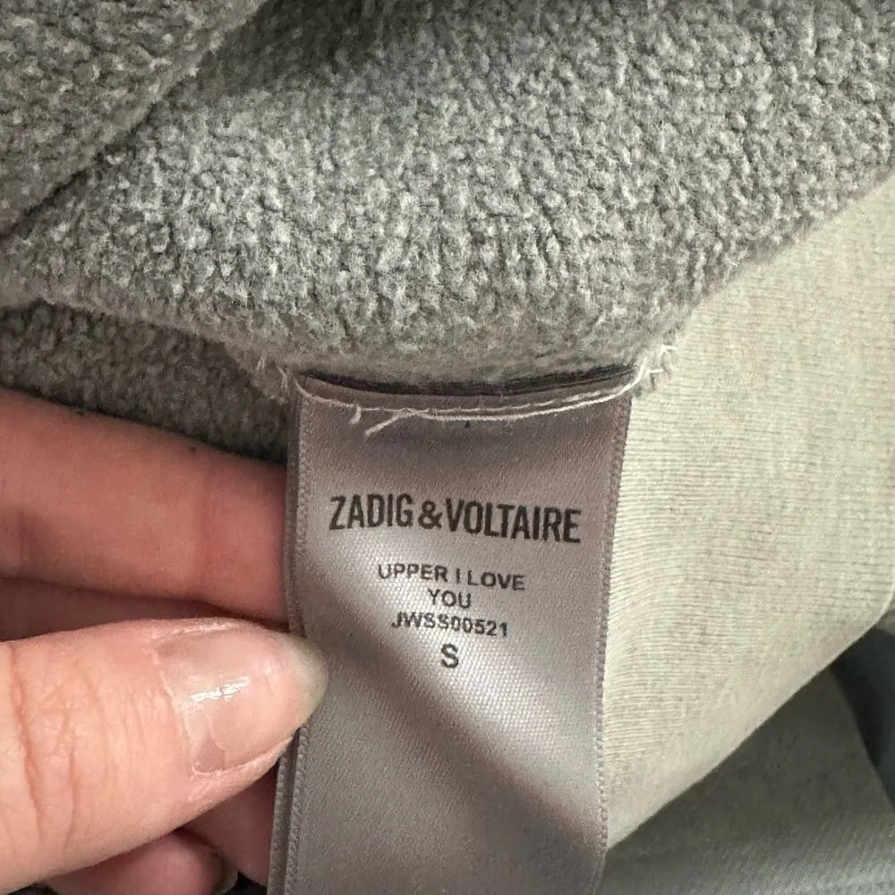 Zadig & Voltaire I Love You Graphic Sweatshirt Gray Size Small - Image 3