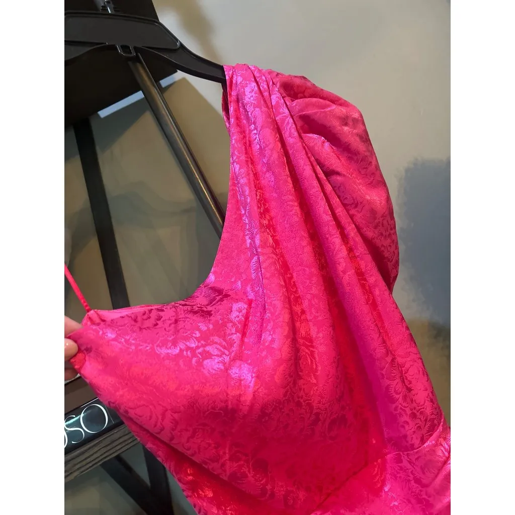 Ronny Kobo Nadia One Shoulder Mini Dress Pink Womens Size Medium - Image 3