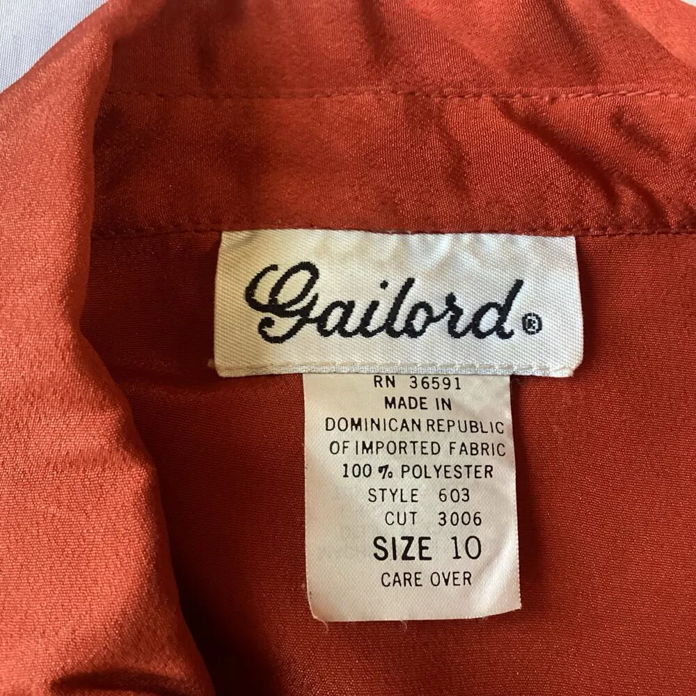 Gailord Blouse with Necktie Accent Orange Size 10 - Image 5