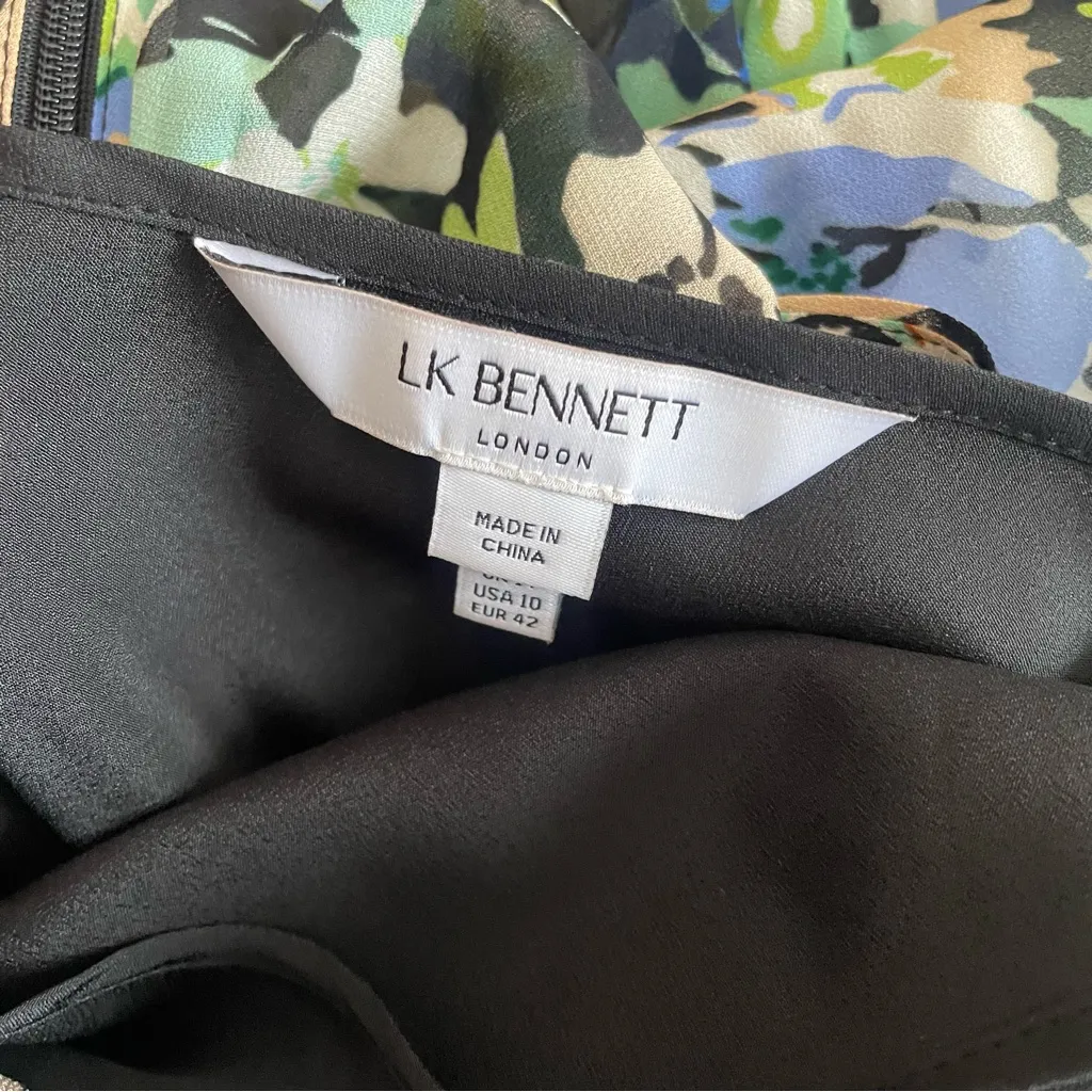 LK Bennett Thelma Black Multi Tie Neck Dress - Image 4