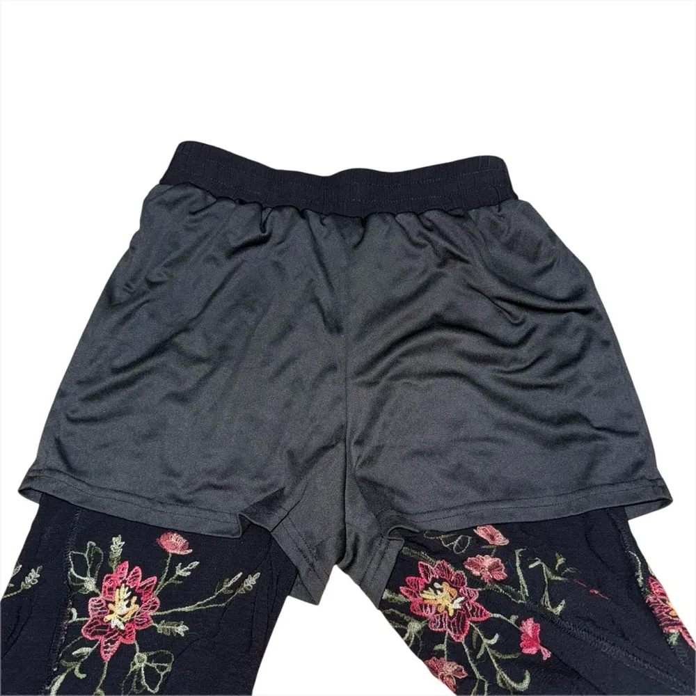 Liv Los Angeles Floral Boho Wide Leg Pants Womens Small Embroidered Flowy Pink - Image 5