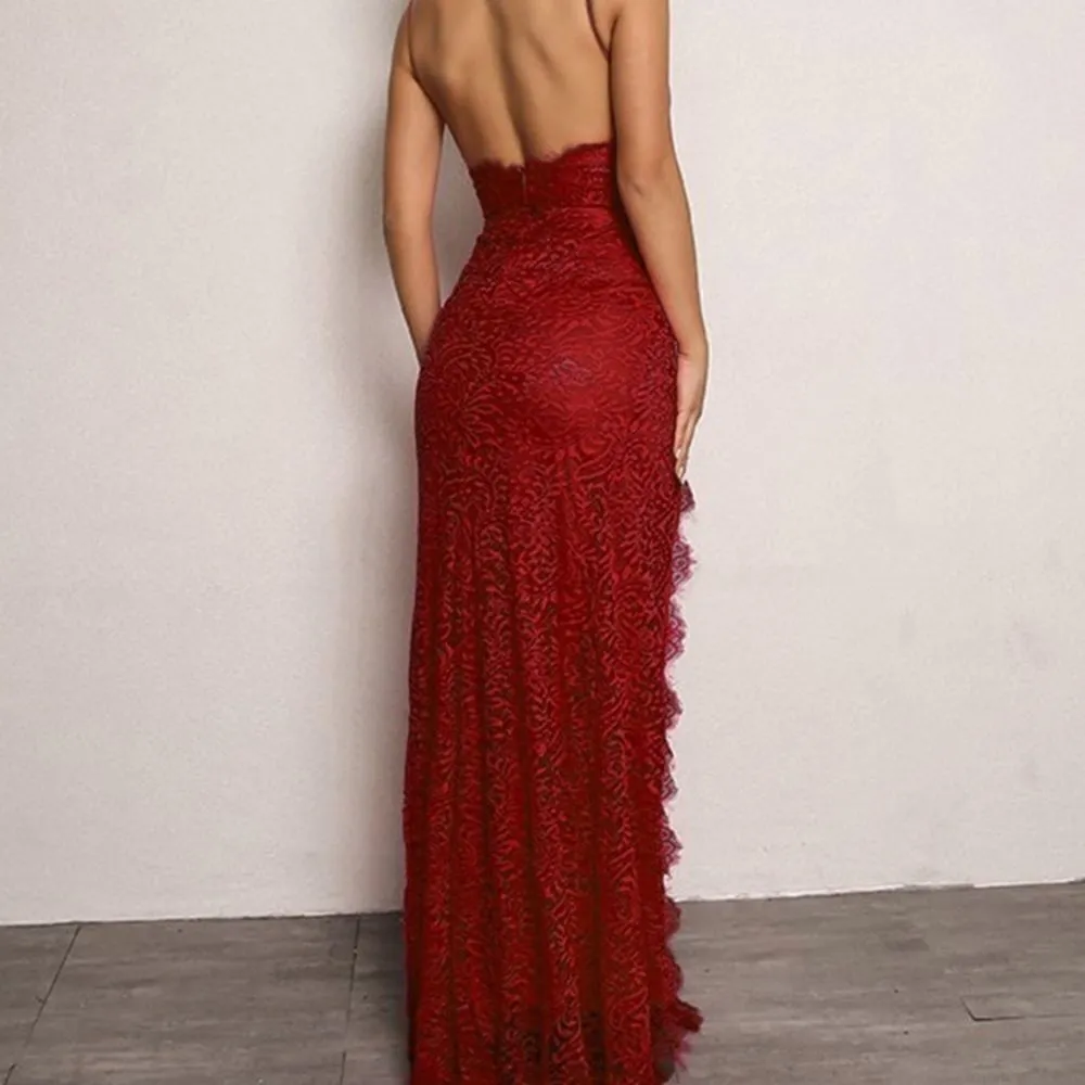 ✨HP✨Joyfunear Split Thigh Lace Maxi Cami Dress✨ Red Size L - Image 3