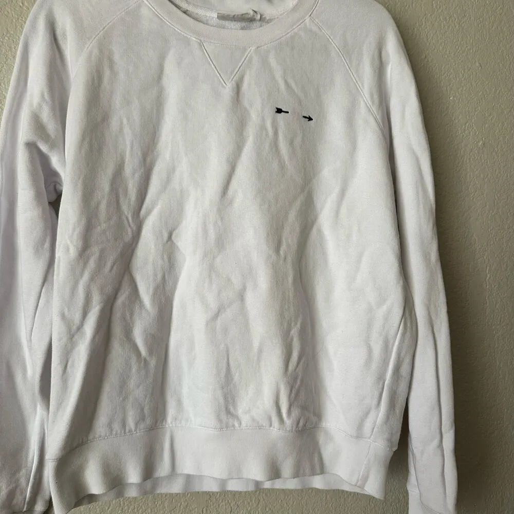 The Upside Saturn Logo Print Crew Neck Sweatshirt White Size Small - Image 6