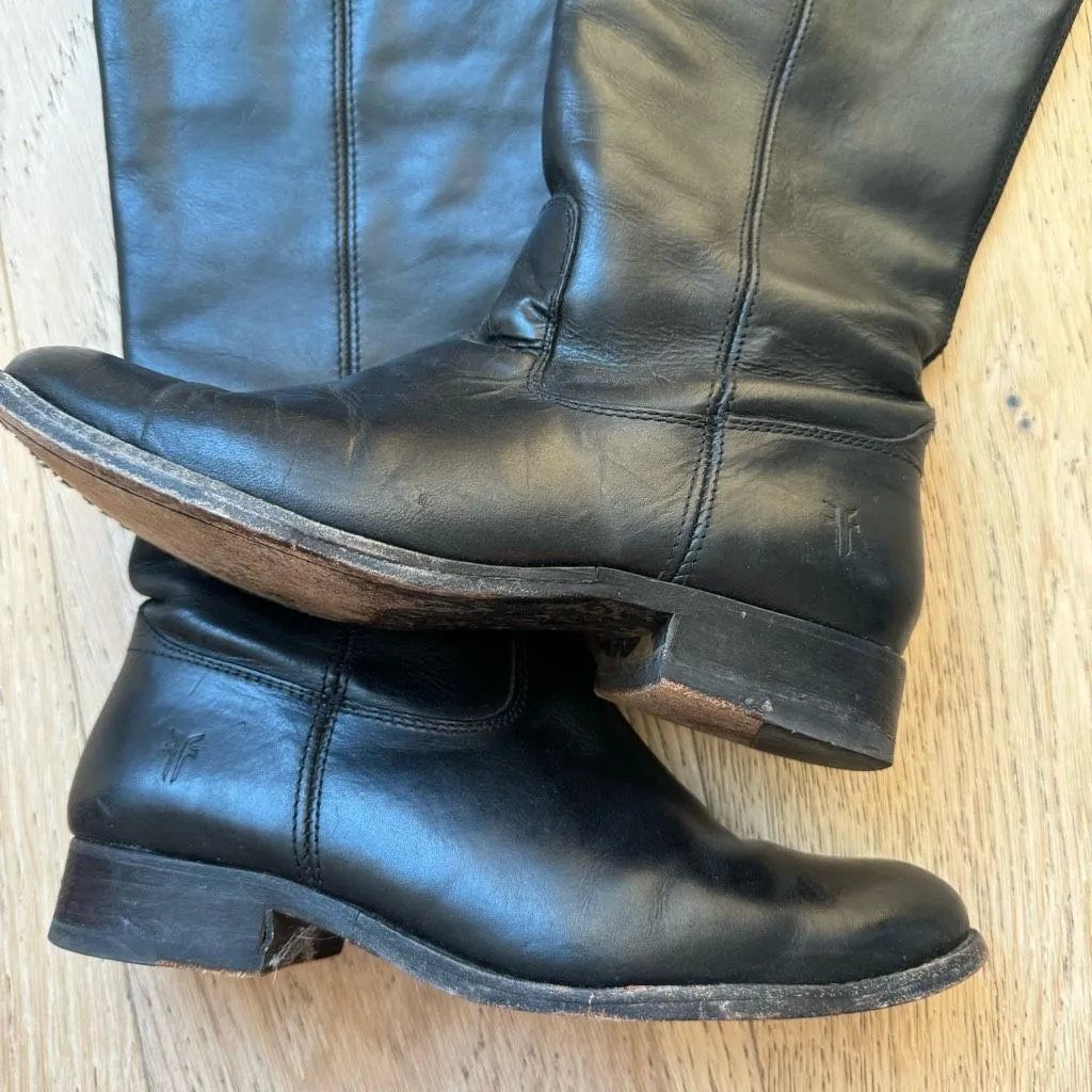 Frye Melissa 77167 Black Riding Boots Women Size 6 Leather Classic Festival Boho - Image 2