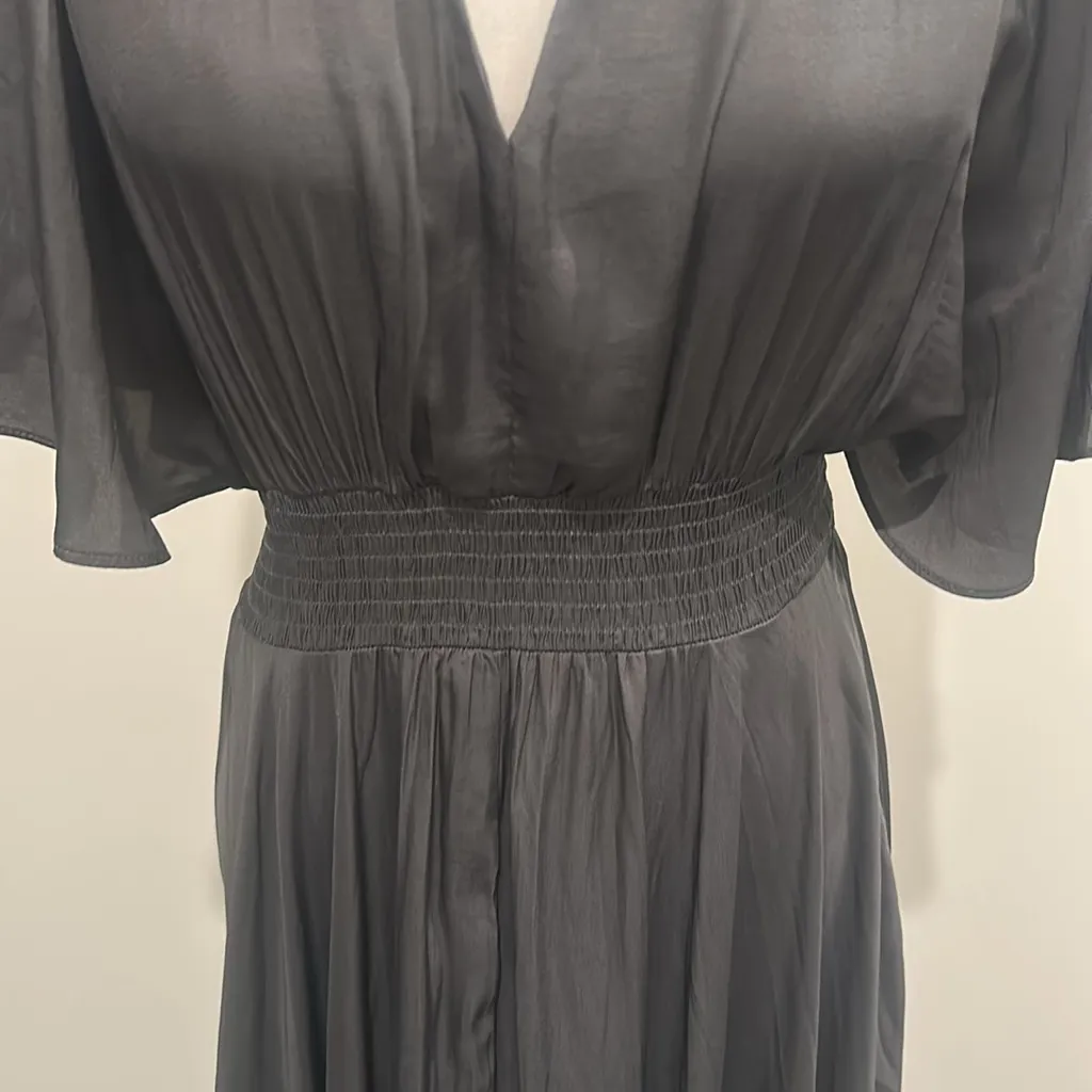 NWOT Grade and Gather Dark Gray Satin Dress Sz M - Image 4