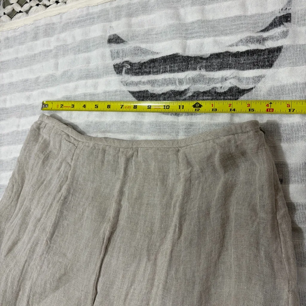 EILEEN FISHER 100% LINEN SEAMED SKIRT IN CLOVE 15” WAIST CASUAL COASTAL MINIMAL - Image 7