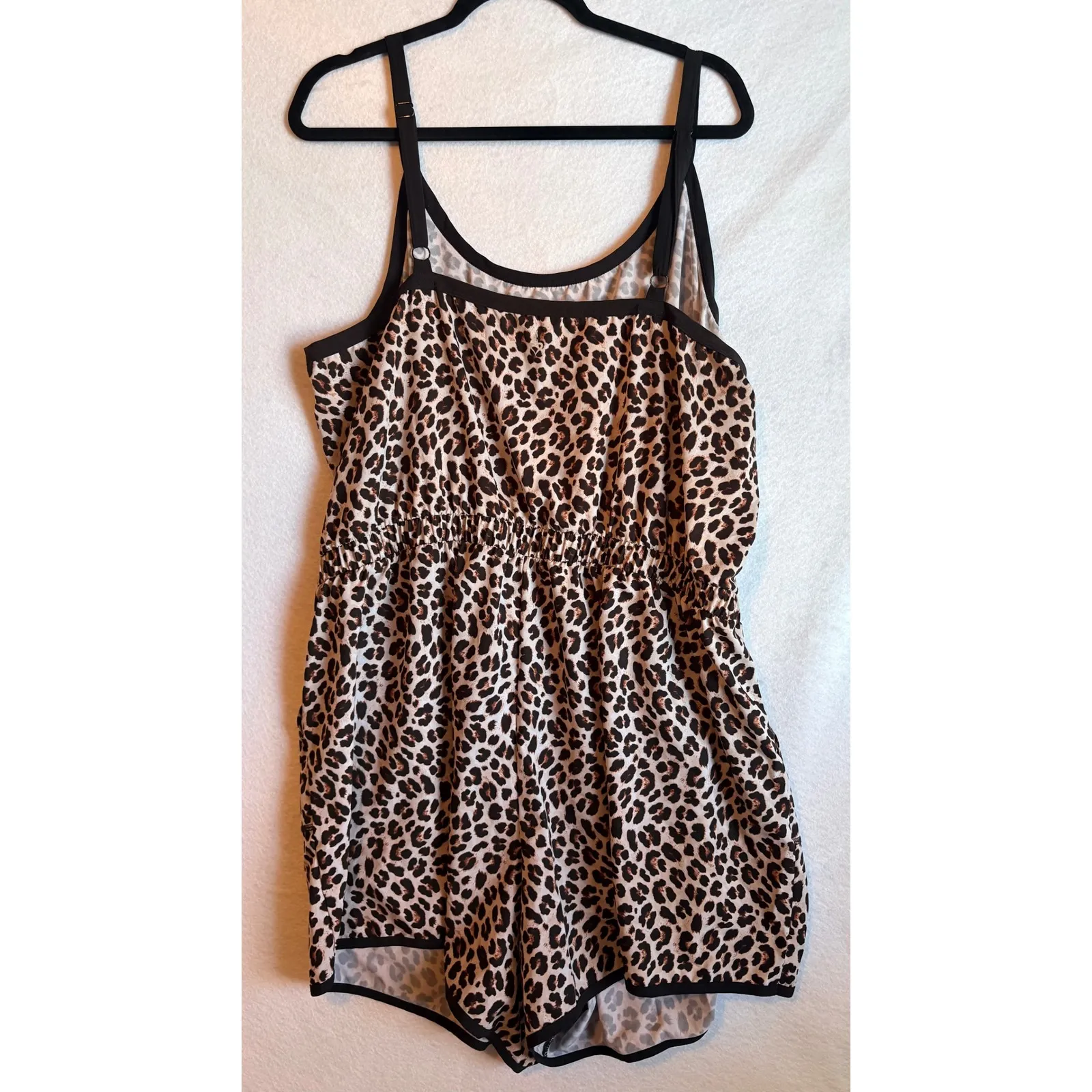 Torrid 2 Active Leopard Print Spaghetti Strap Romper Jumpsuit  2x 18 20 - Image 4