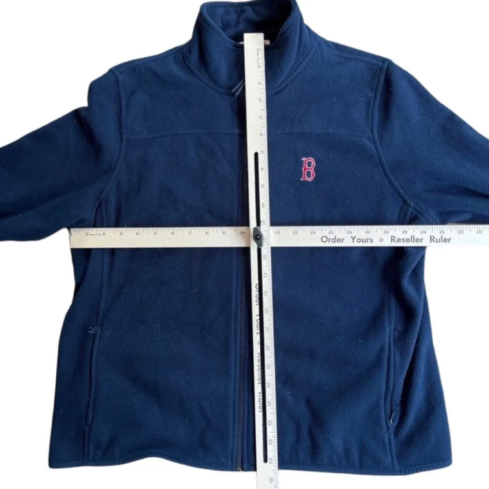 Boston Red Sox Navy Blue Fleece Jacket Full Zip Embroidered B Size L Antigua - Image 9